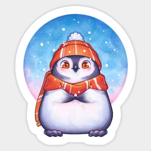 Penguin catches Snowflakes Sticker